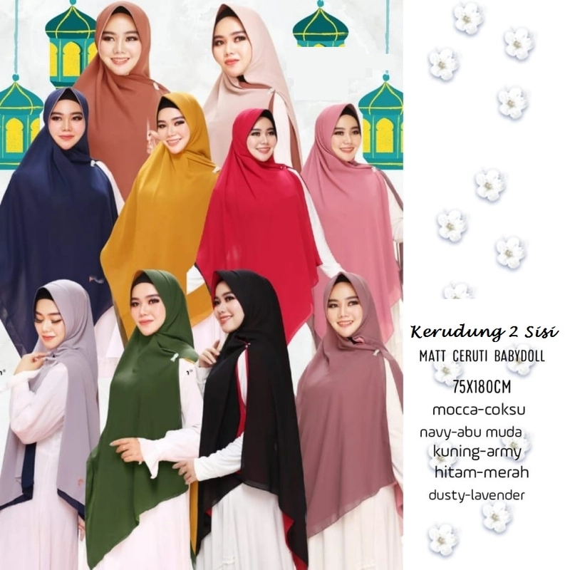 Product image AL Irsyad Store - KERUDUNG 2 SISI Beli 2 Gratis 1 ALLSIZE NAVY-ABU MUDA