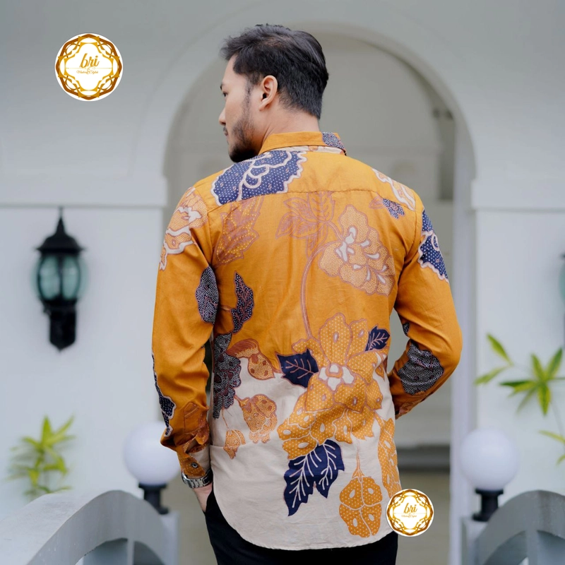 Product image Rambe Batik Indonesia - Couple Tunik Mawar Exclusive Kuning Mustard Kemeja Saja Size M Kuning Mustard