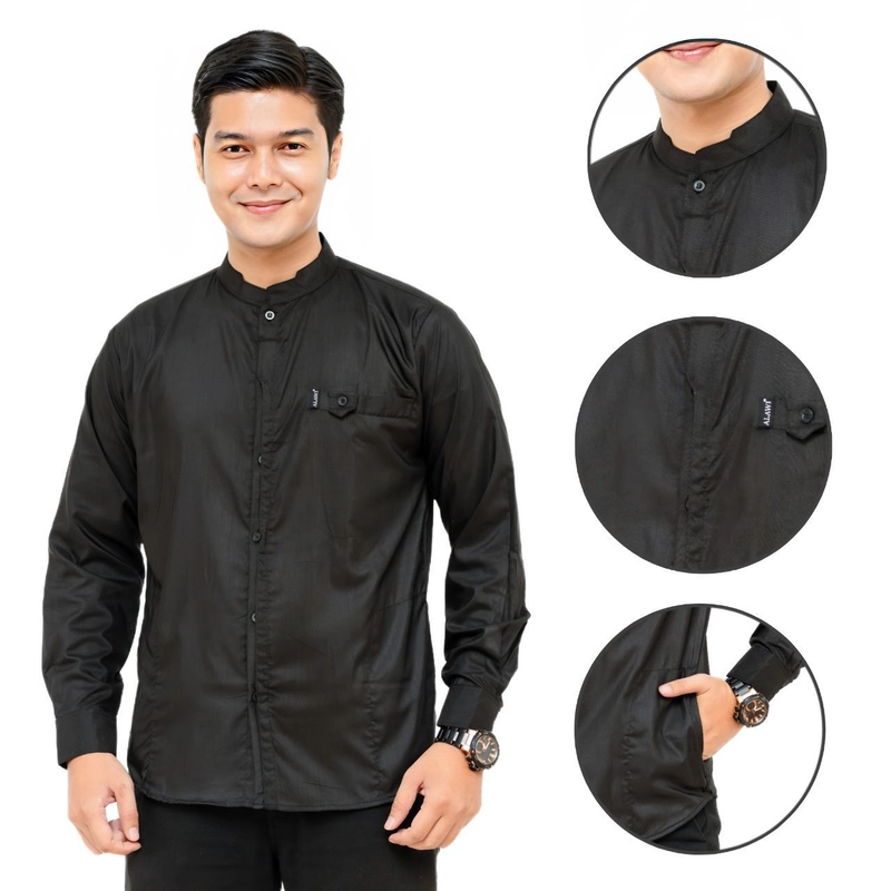 Product image Batik Alfin - Baju koko pria dewasa Lengan panjang motif Albino bagus banget M Hitam