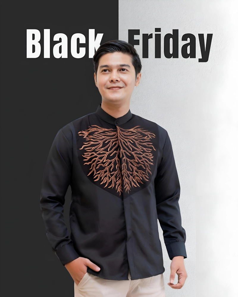 Product image Kois Batik - Baju Koko Hitam Pria Dewasa Modern Bagus Free peci Rajut Motif farel M Kemko farel