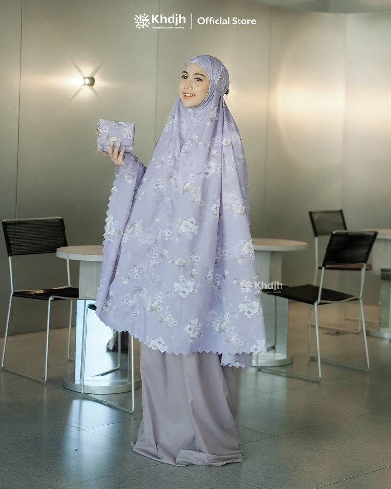 Product image KhadijahLabel - Mukena Traveling Mukena Parasut Mukena Premium Jumbo Motif 2 in 1 Evelyn All Size Lavender Haze