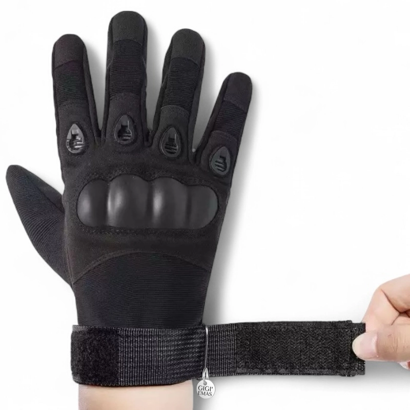 Product image GAWUNG - Sarung Tangan Motor Hitam Classic Full Finger Gloves Biker Touring Sunmori SATHAFI dewasa hitam