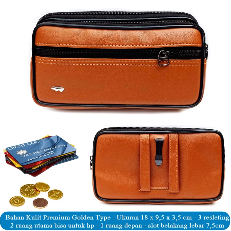 Product image Lanc Fashion - Dompet Sleep 3Ruang Leather Hp Pinggang Pria Lacro Big Size New Warna Cokelat