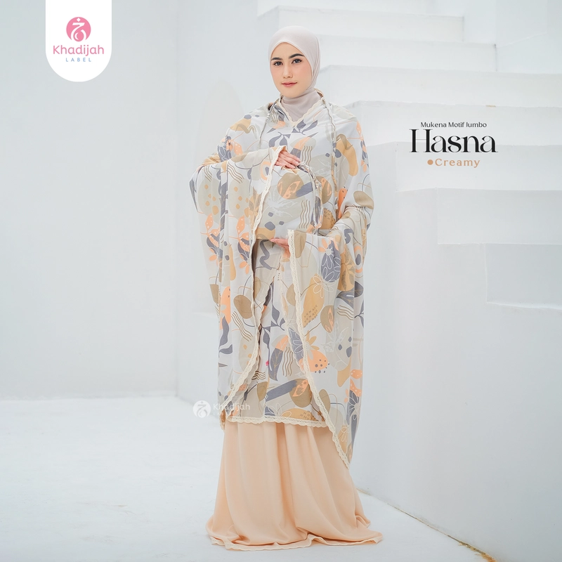 Product image KhadijahLabel - Mukena Dewasa Mukena Jumbo Mukena Motif Hasna Jumbo Creamy