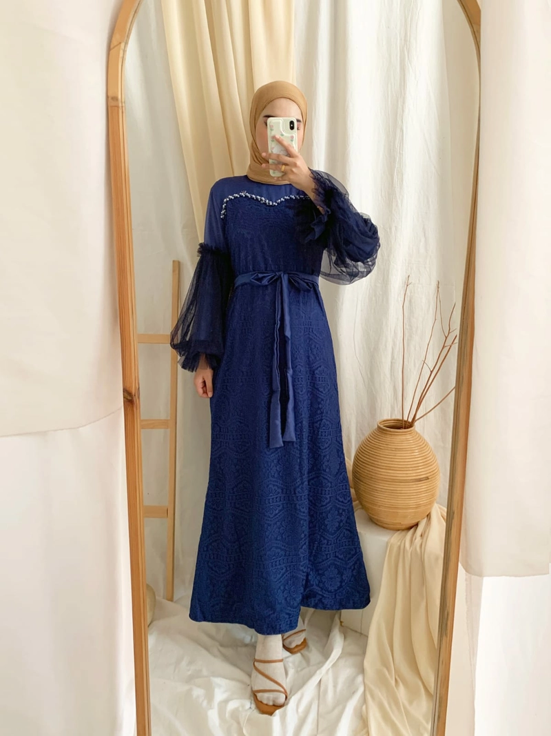 Product image astro - maxi dres wanita alims realpict M/L navy