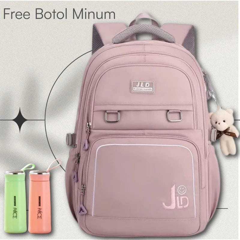 Product image Alcaff - Tas Ransel Anak sekolah Backpack JLD Free botol minum 46x43x15 Pink