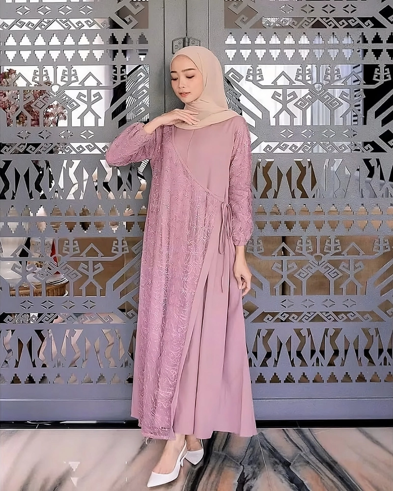 Product image Ladee Official - DRESS MODEL AYU BRUKAT REQUEST SIZE DUSTY LAVENDER