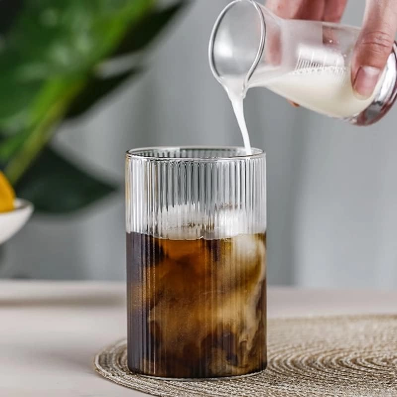 Product image RUMAH RAYA - (PO) Gelas Japanese Striped Heat Resistant 450ml + sendok - SF-455 1 Pcs Putih/Transparent