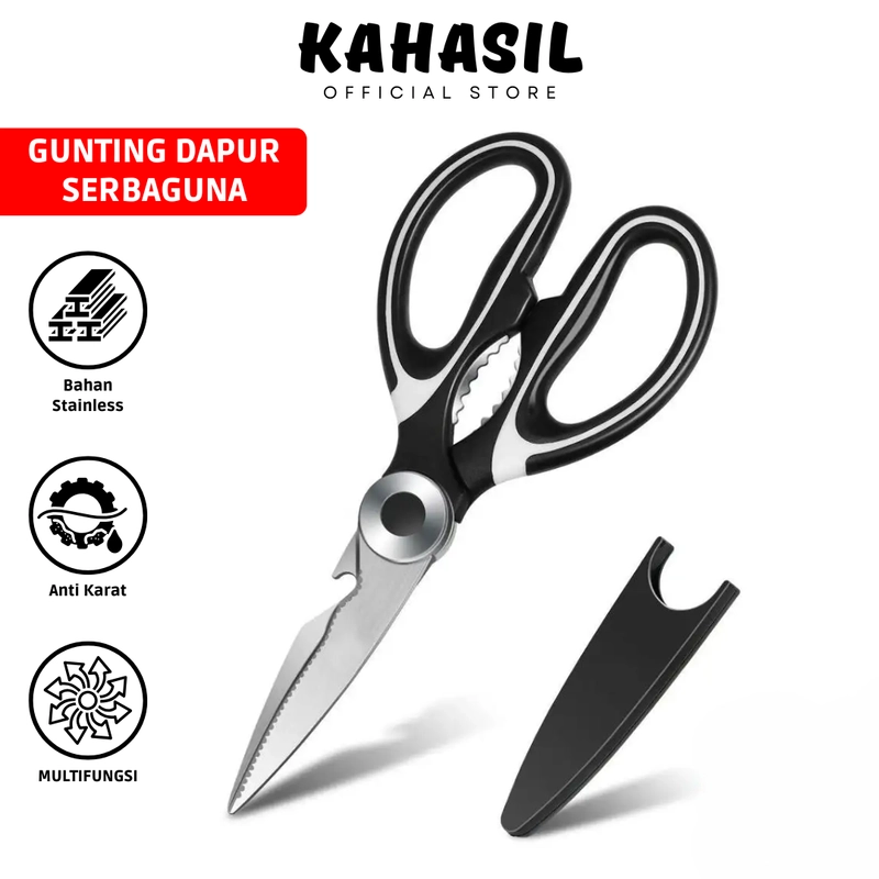 Product image KAHASIL - Gunting Dapur Serbaguna Jumbo Stainless Steel KMJ009 KMJ009 HITAM