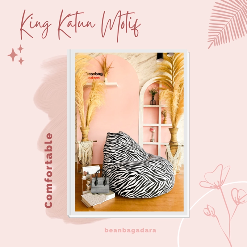 Product image Beanbag adara - Bean Bag Oval PLUS ISI Katun Motif Allsize Komplit Siap Pakai King Zebra