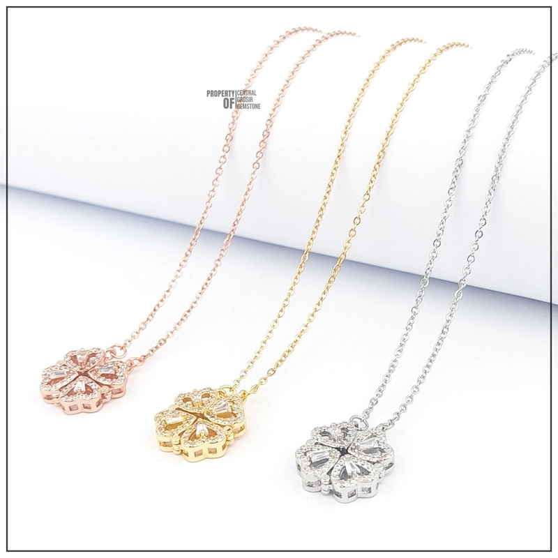 Product image CENTRAL GROSIR GEMSTONE - Kalung Liontin Titanium Love Hati Necklace Pendant Heart Wanita 45cm Gold