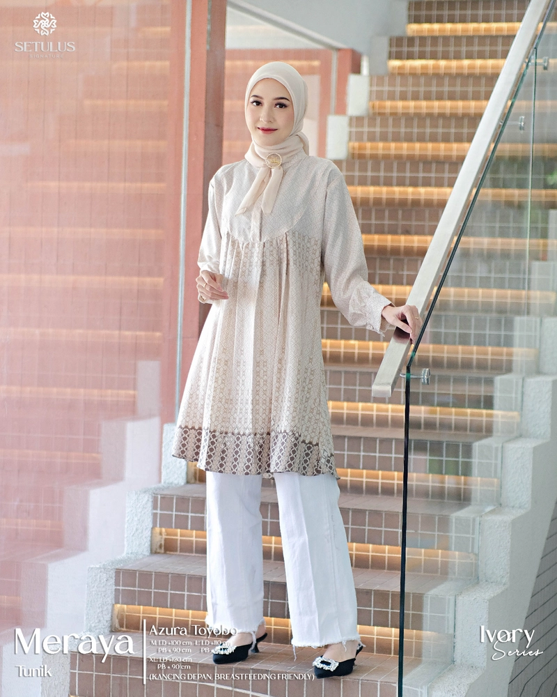 Product image Griya Busanaku Solo - Atasan tunik wanita dewasa Meraya M Ivory