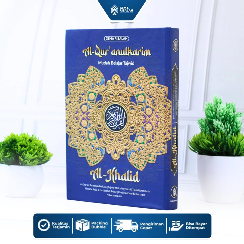 Product image Gema Risalah - Alquran Terjemah Latin Per Kata Waqaf Ibtida Al Khalid Ukuran A4 Rasm Utsmani A4 Biru