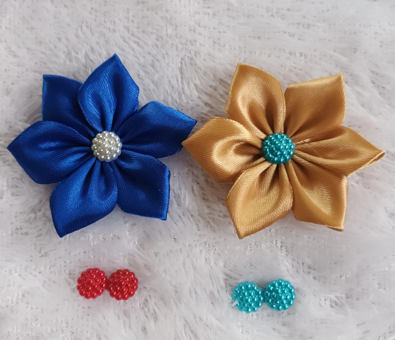 Product image Fisky Collection - Bros Bunga Satin + Bros Mutiara Paket Bros Biru Gold + Mutiara