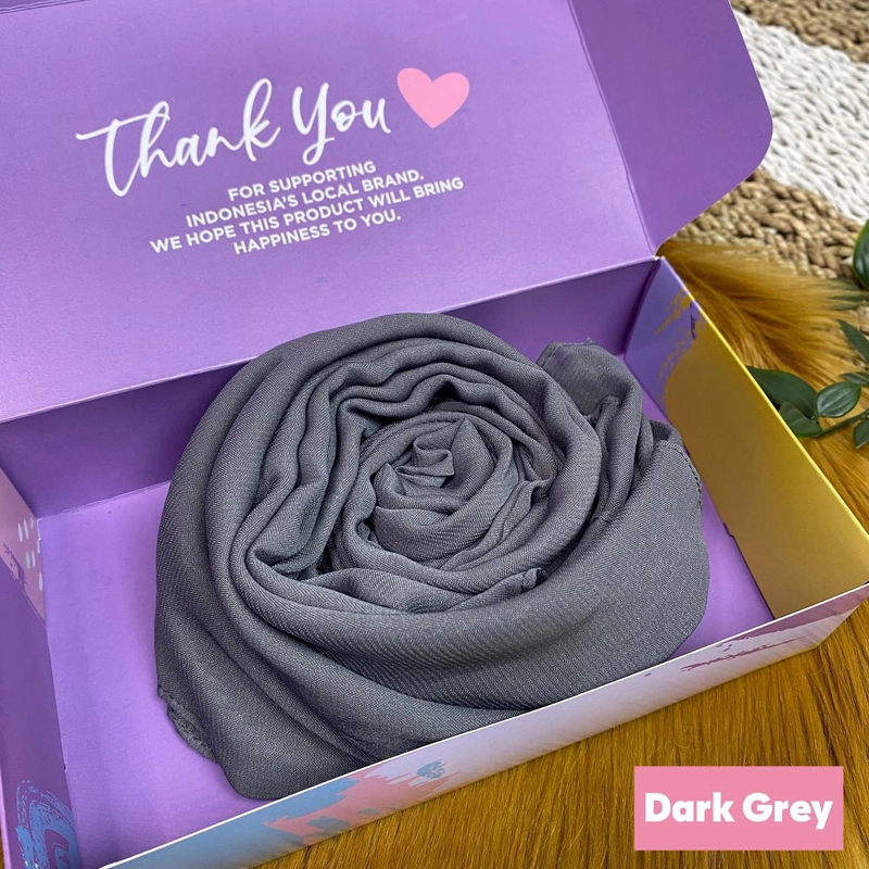 Product image Milyarda Hijab Official - Hijab Aromatic Olivia LASERCUT ( Extra pouch ) 110x110cm Dark Grey