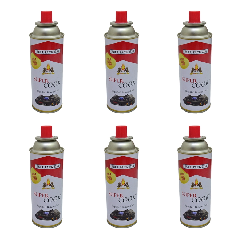 Product image Gas Kaleng Super Cook Untuk Kompor Portable Dan Torch Isi 235 Gram Paket 6 Pcs