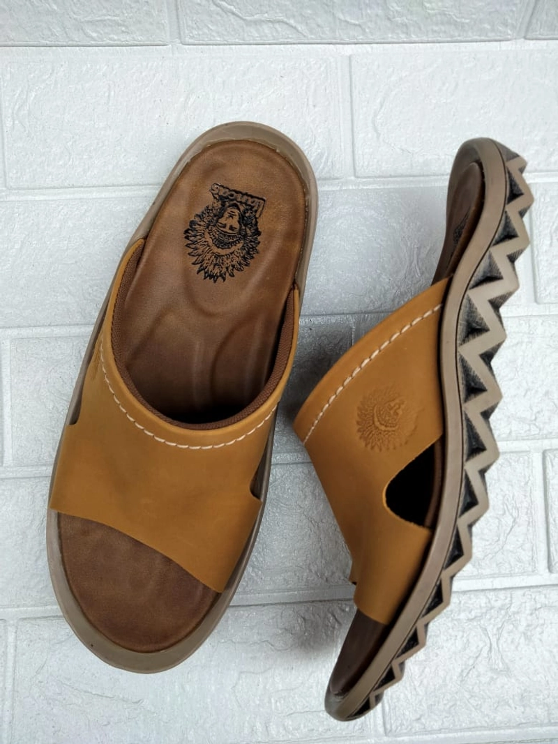 Product image RENINE - Lancas ALZ 6002 Tan Sandal Kulit Pria Indian Terbaru 39 Tan