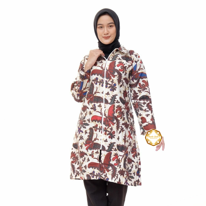Product image Tunik Zipper - Batik Wanita Unggul Jaya Bahan Halus Tebal dan Anti Luntur - TU2 L T2