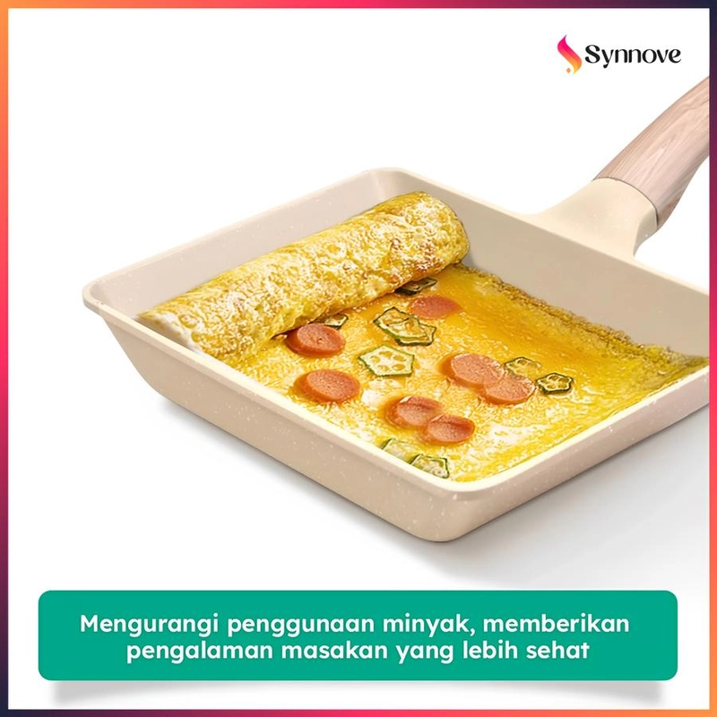 Product image Synnove - Wajan Penggorengan White Granite PFOA FREE Wajan Teflon Anti Lengket Tamagoyaki 15cm X 18cm White Granite
