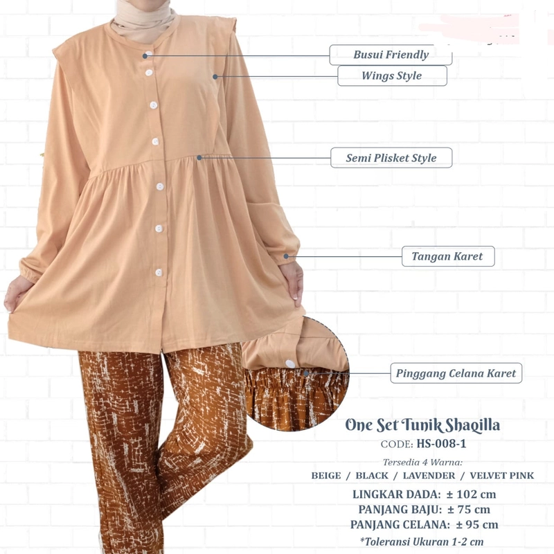 Product image AL Irsyad Store - FOREVER SWEET CONCEPT HS-008-1 ONE SET TUNIK SHAKILA AL SIZE BEIGE