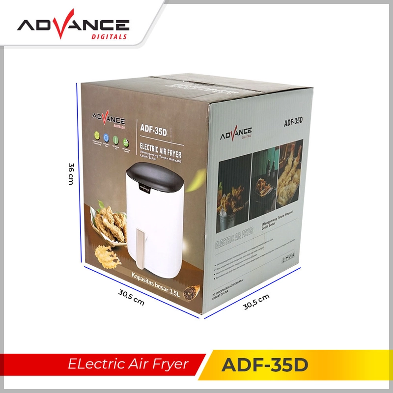 Product image Advance Digitals Indonesia - Electric Air Fryer ADF-35D / ADF35D Stainless Wadah 600W 3,5 Liter Default
