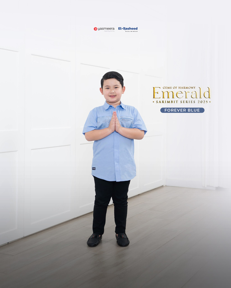 Product image Yasmeera Official - Sarimbit 2025 Emerald Series Warna Forever Blue XL KEMEJA ANAK SS