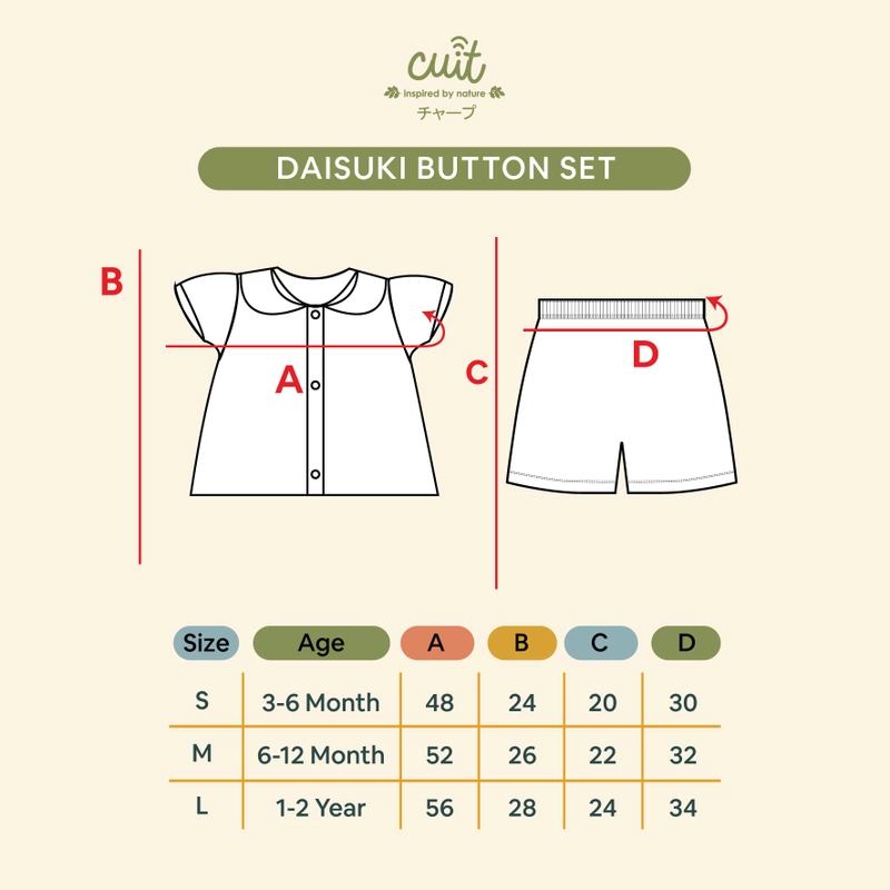 Product image CUIT Baby 3 Bulan - 2 Tahun Setelan Kerah Anak Perempuan Daisuki Button Set M Dusty Coral
