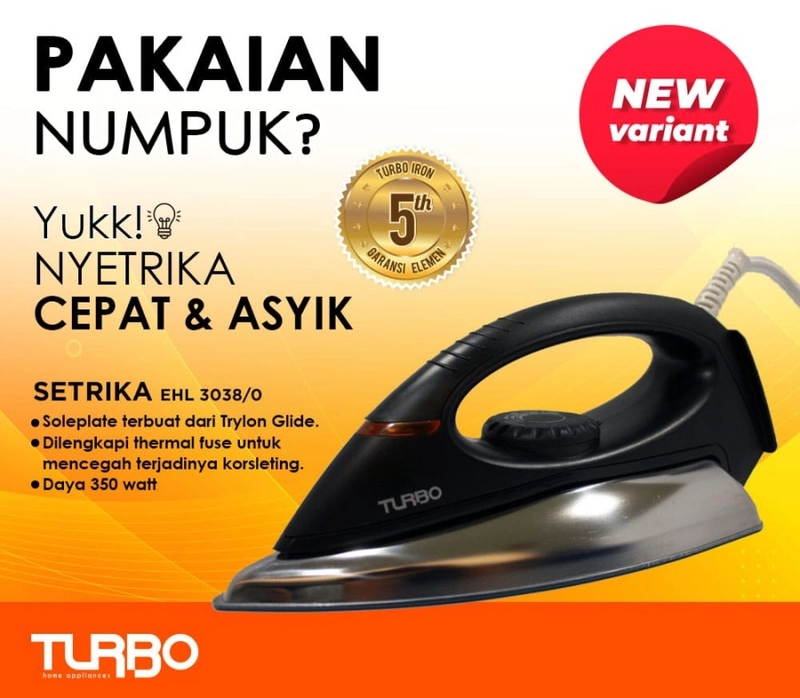 Product image Setrika Turbo EHL3038 By Philips Distributor 1 KG Hitam