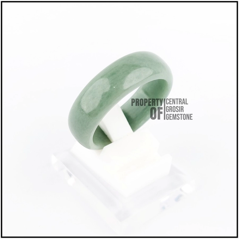 Product image CENTRAL GROSIR GEMSTONE - Cincin Giok Asli Pria Wanita Batu Natural Jadeite Jade Typa A 6 Green