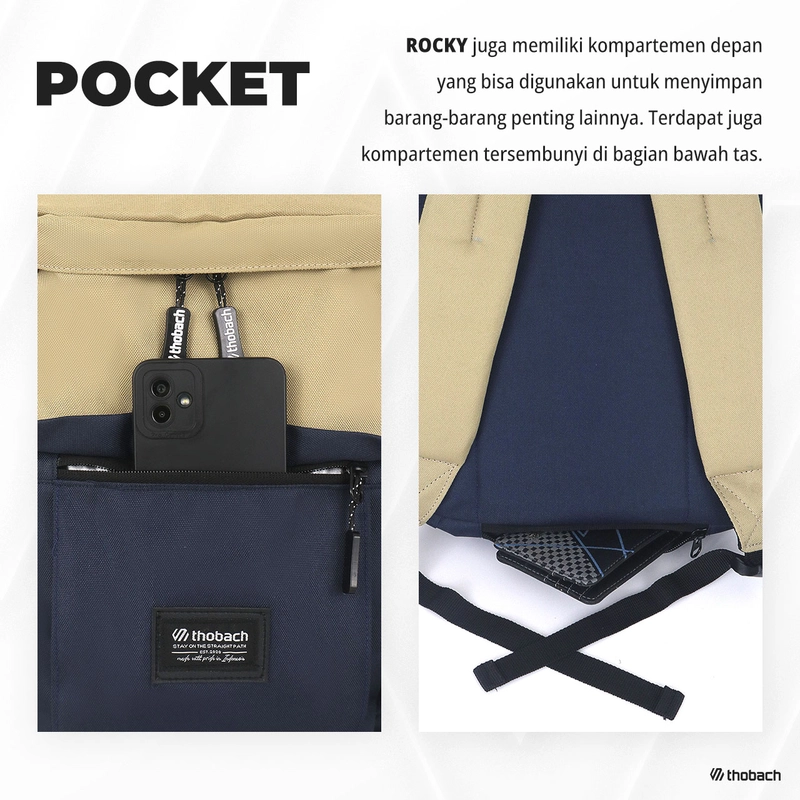 Product image Thobach official - THOBACH-BACKPACK TAS RANSEL PRIA WANITA ROCKY TAS SEKOLAH TAS KULIAH PREMIUM All Size Khaki Navy