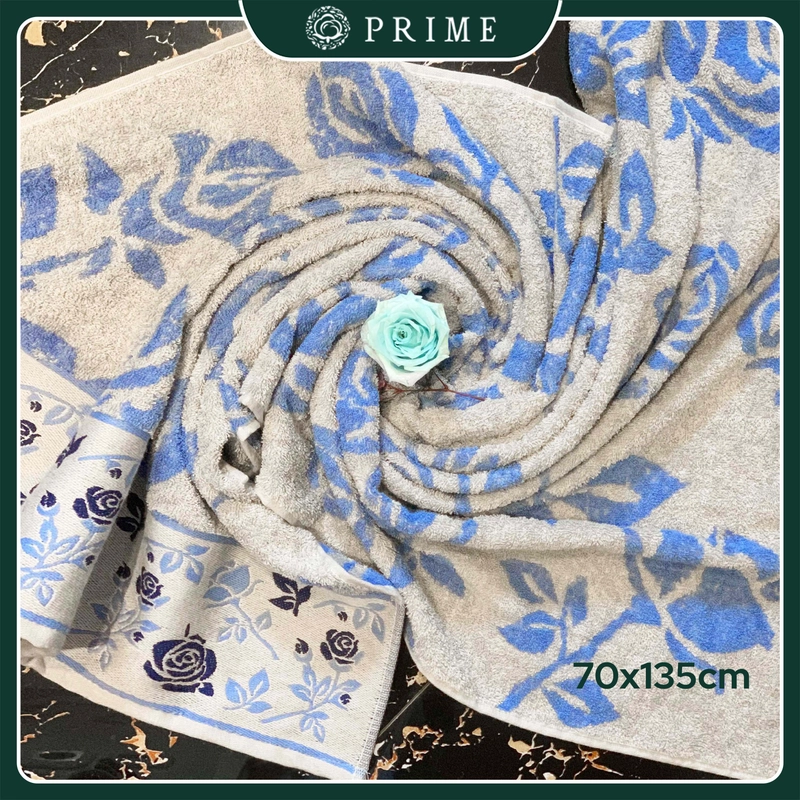 Product image Handuk Mandi Dewasa Prime by Chalmer 70 x 135 cm Motif Rosein Ukuran Besar 70 x 135 Grey