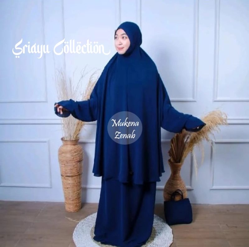 Product image SRIAYU COLLECTION - Mukena ZENAB Menutup Dagu ALL SIZE NAVY