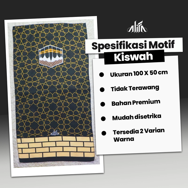 Product image Alifa Sajadah Shop - Sajadah Travel Kiswah Free Pouch 100X50CM ALL SIZE Paket Lengkap