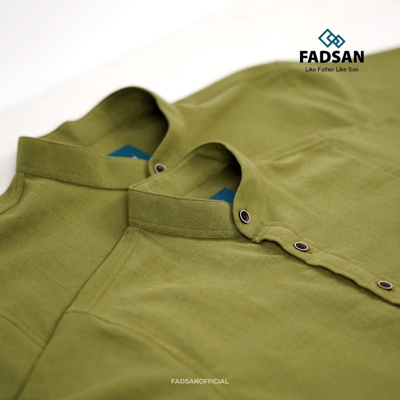 Product image FADSAN - Kemeja Polos Ayah dan Anak Polos Lengan Pendek Warna Army - Tufy Series SIZE BAYI NO.1 TUFY ARMY