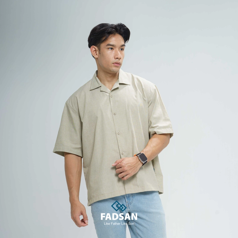 Product image FADSAN - Kemeja Casual Katun Lengan Pendek Ayah Anak Warna Light Sage - Kazu Series SIZE ANAK XS KAZU LIGHT SAGE