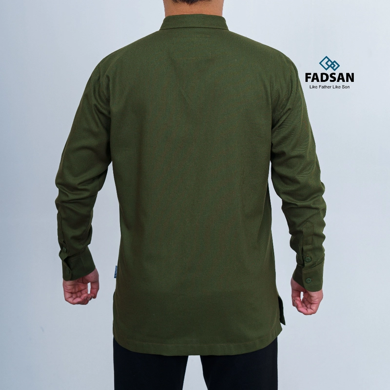 Product image FADSAN - Baju Koko Polos Lengan Panjang Ayah Anak Warna Moss - Veezy Seeries SIZE ANAK S VEEZY MOSS