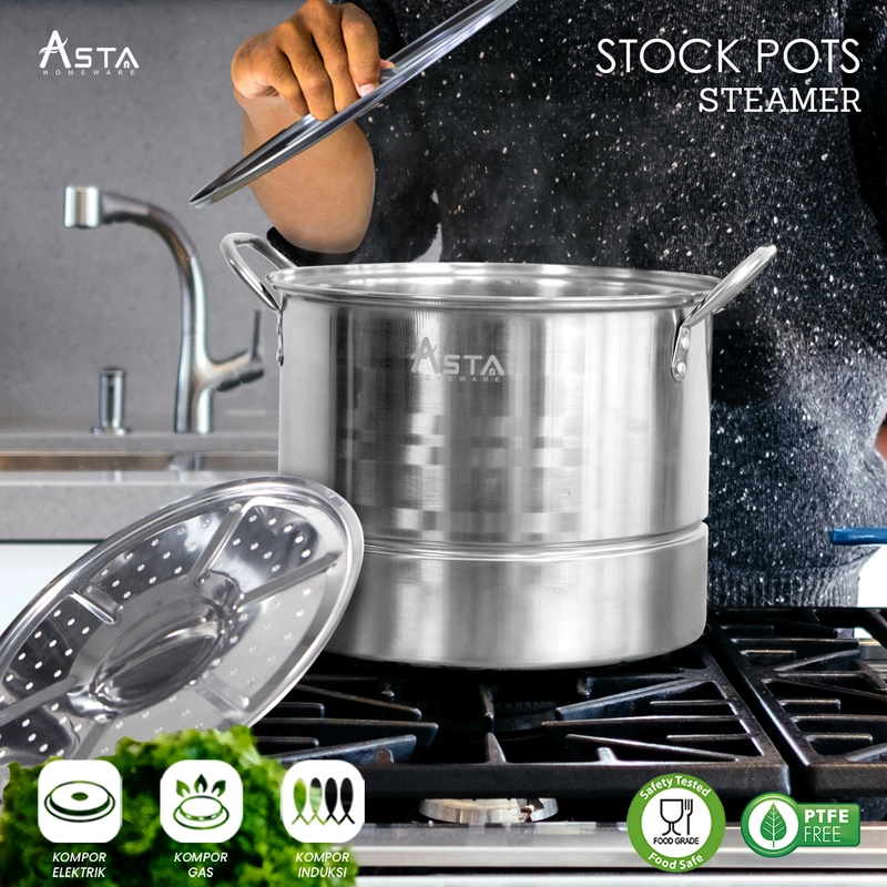 Product image Asta Dandang Kukus Panci Kukusan Stainless Asta Steamer Tebal - Satuan Ukuran 23 cm