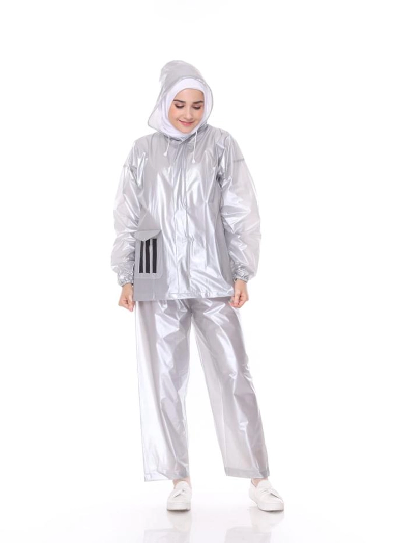Product image 4zima - Bromo 3G Jas Hujan Setelan Dewasa Strip Saku All Size Silver