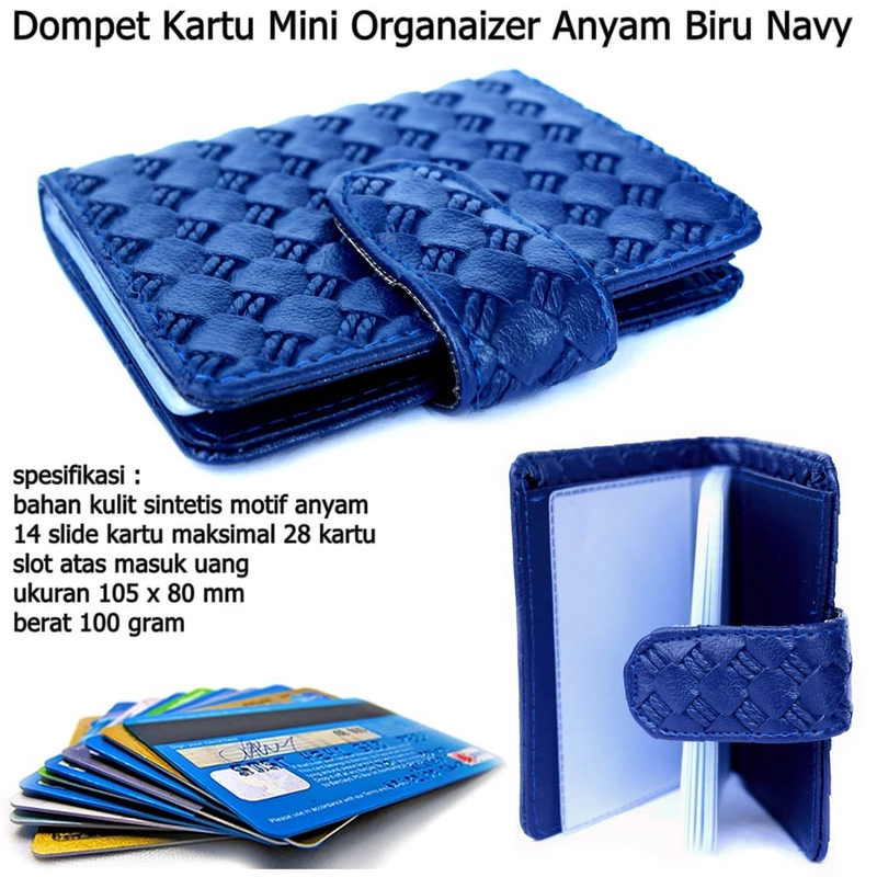 Product image Lanc Fashion - Dompet Flip Card Mini Motif Anyam warna navy