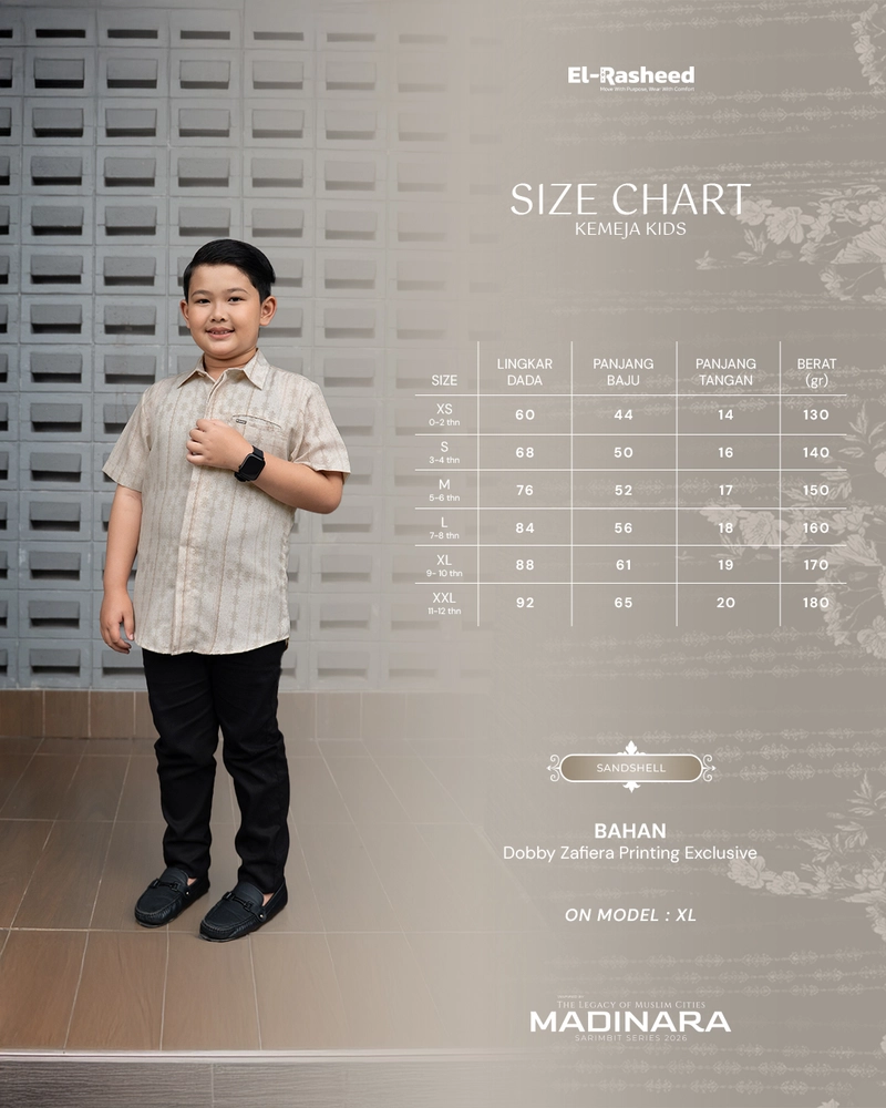 Product image Yasmeera Official - SARIMBIT 2026 MADINARA SERIES WARNA SANDSHELL XS KMJ ANAK L. PENDEK