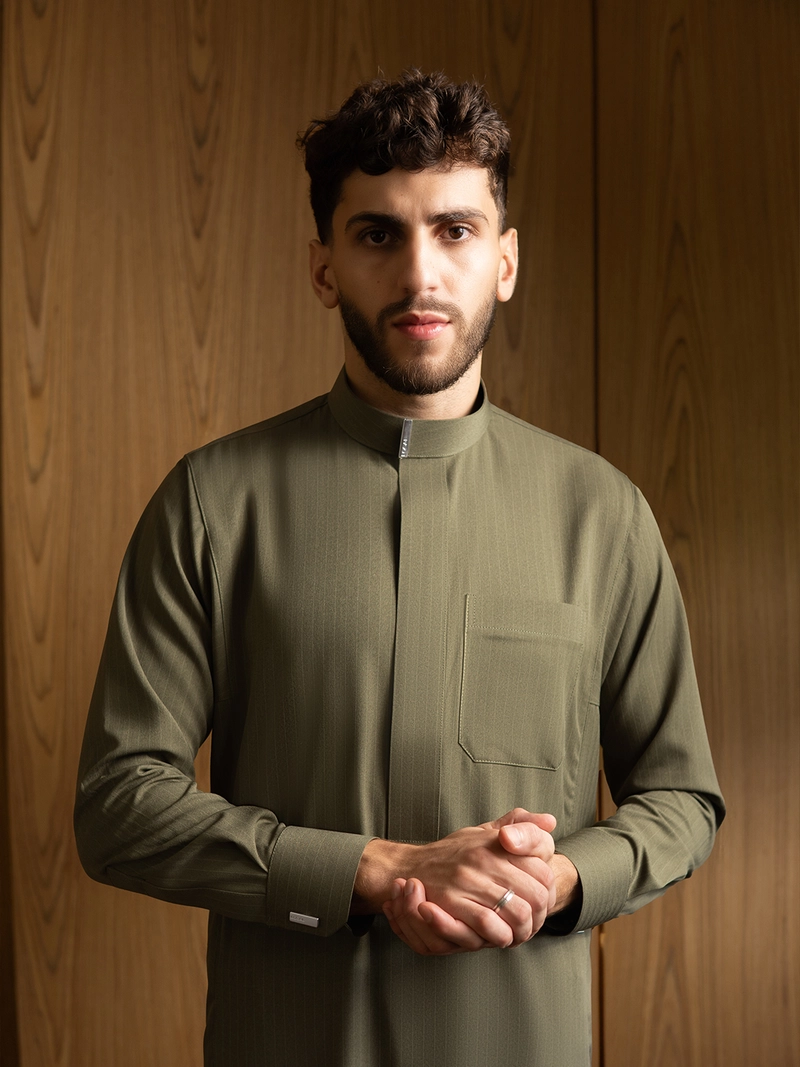 Product image Local Project - Fahd Olive Green - Jubah Pria Dewasa Gamis Lengan Panjang M Hijau