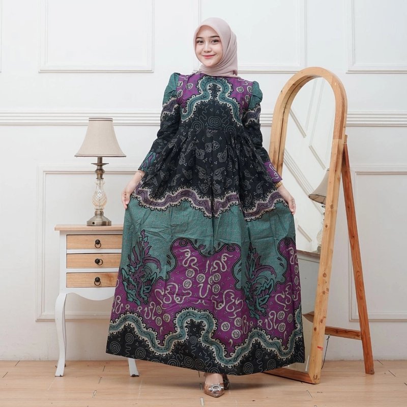 Product image Batik Alfin - Gamis batik Cantik model kekinian terbaru gamis wanita Allsize Gamis cantik-1