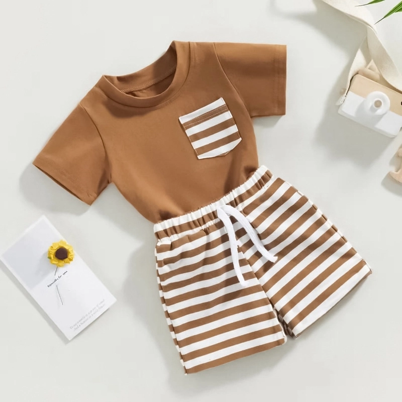 Product image Badia Kids Fashion - Setelan Set Anak Leonard Unisex Kaos dan Celana Pendek Anak Unisex No2 (1-2 Tahun) Bata
