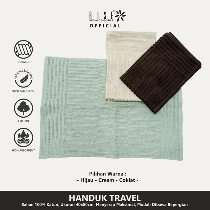 Product image Rise Handuk Travel Katun Premium 40X80 all variant Hijau muda