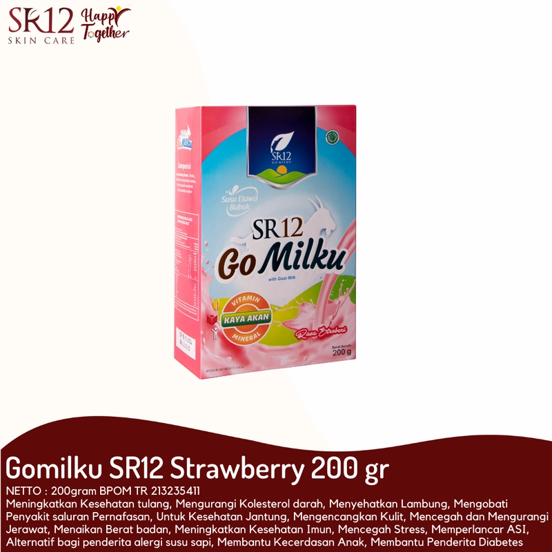Product image SR12 Gomilku Susu Kambing Etawa Tinggi Kalsium Cegah Osteoporosis 200gr Strawberry