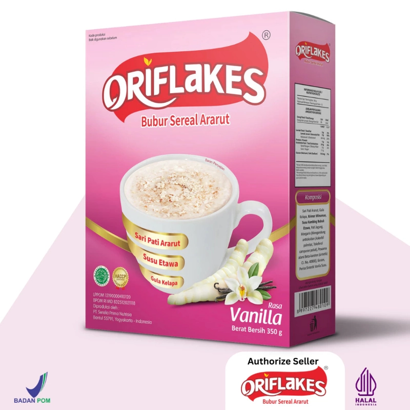 Product image Oriflakes - Sereal Umbi Garut Gaztro 900gr BPOM Halal GERD Lambung Tinggi Serat Alami 900 gram Vanilla