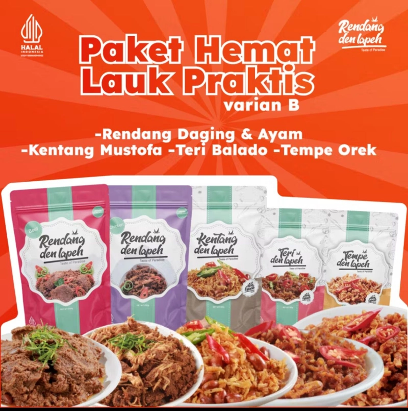 Product image Rendang Den Lapeh - Paket Hemat Rendang Dan Lauk Kering Siap Saji Praktis Halal Premium 1200 VARIAN B