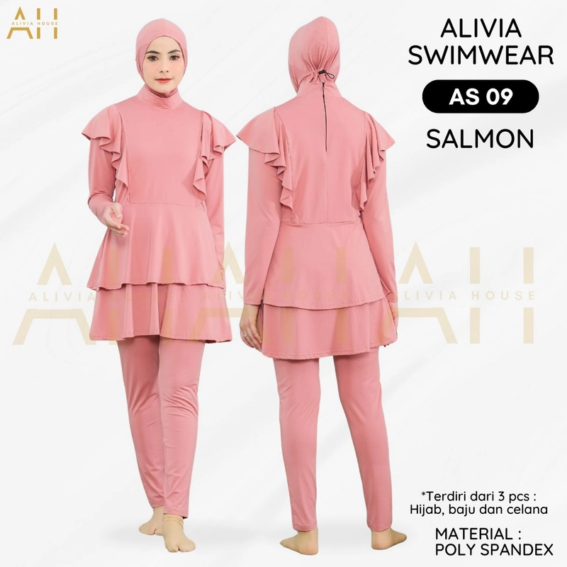 Product image Alivia House - ALIVIA SWIMWEAR AS09 Baju Renang Muslimah Dewasa Swimwear Muslimah Baju Renang S Salmon