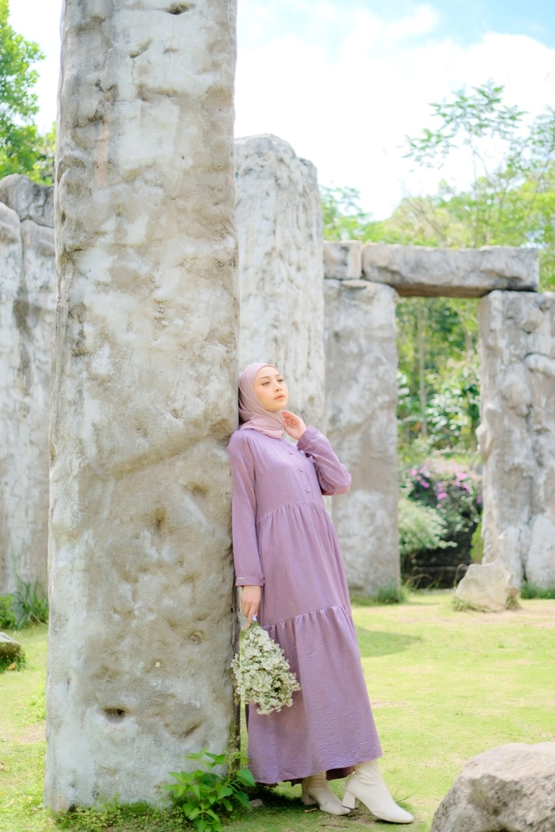 Product image Gamis Motif Wanita Dewasa Monella Series S Dust Mauve
