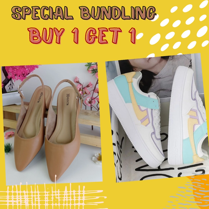Product image Koekita - Paket Bundling Buy 1 Get 1 Sandal Hels Wanita 3 Cm Damara & Sepatu Elvira 37 MOCCA & TOSKA
